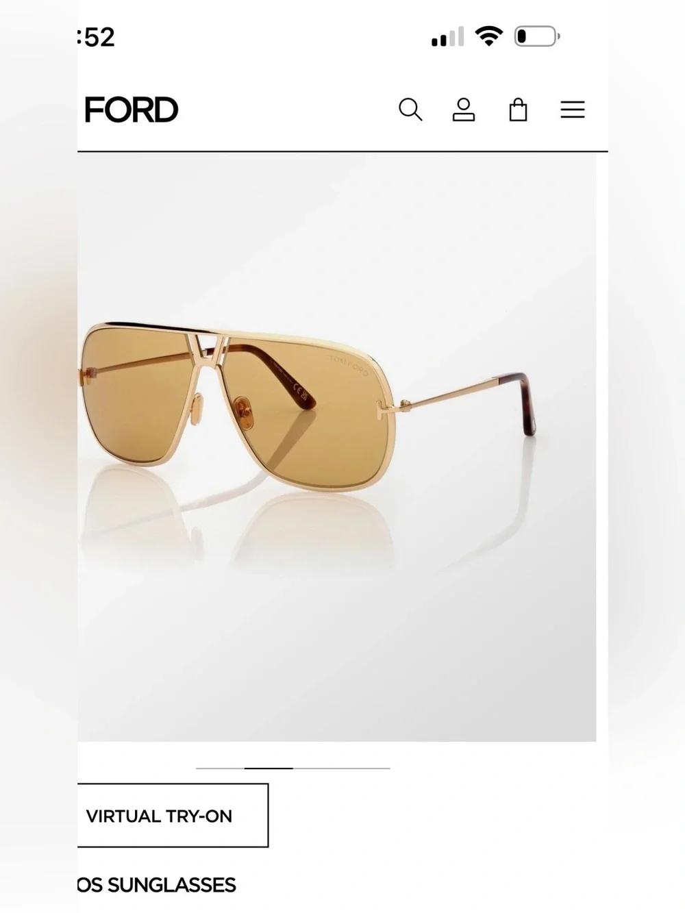 Tom Ford Gold Frame Sunglasses with Brown Gradient Lenses
